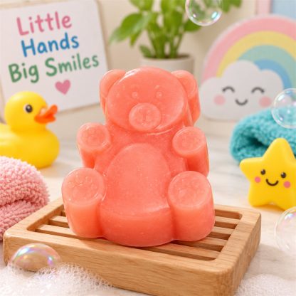 Pink Bear Soap — handmade organic soap bar by MOM Organic, Lahore