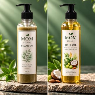 Shampoo & Hair Oil Duo — handmade organic haircare by MOM Organic, Lahore