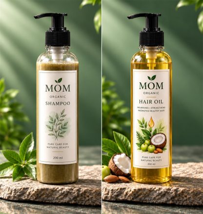 Shampoo & Hair Oil Duo — handmade organic haircare by MOM Organic, Lahore